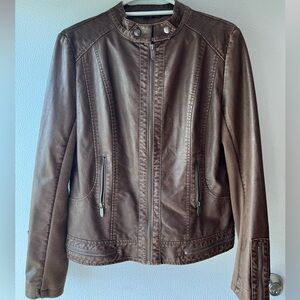 Boutique style faux leather lightweight jacket, khaki, size large, brand new.